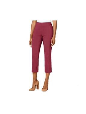 Style & Co Capri Pants Women L Burgundy Pull On Stretch Cropped
